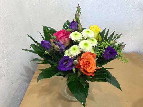 Blumenstrauß gelb-violett-weiß-orange-pink