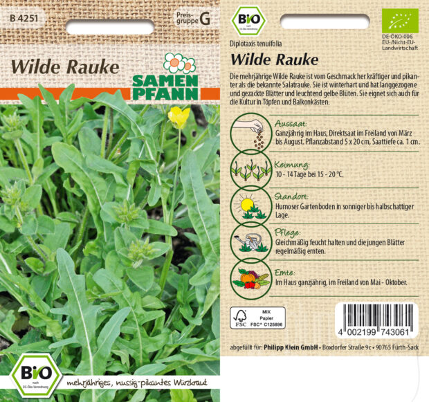 Wilde Rauke Rucola selvatica, BIO