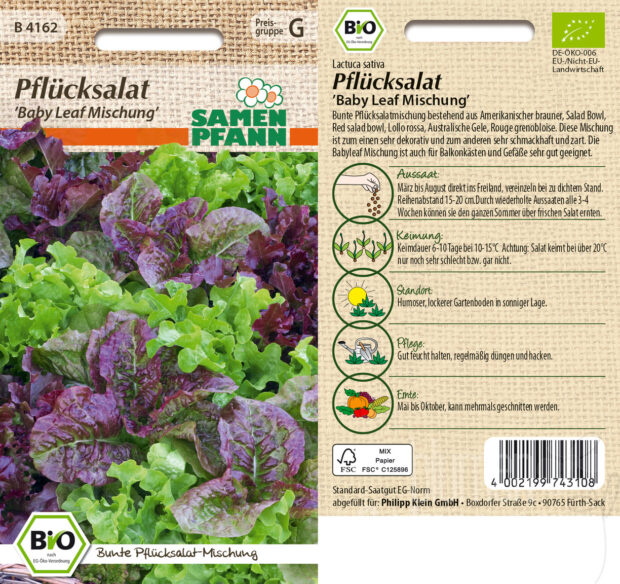 Pflücksalat Babyleaf Mischung, BIO