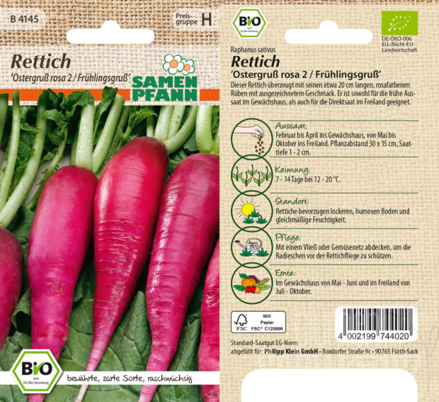 Rettich Ostergruß rosa 2, BIO