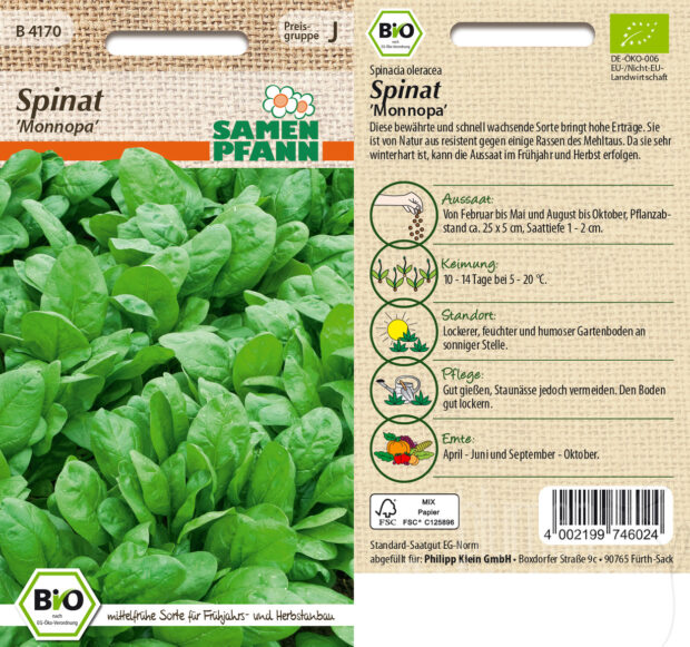 Spinat Monnopa, BIO