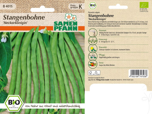 Stangenbohnen Neckarkönigin, BIO
