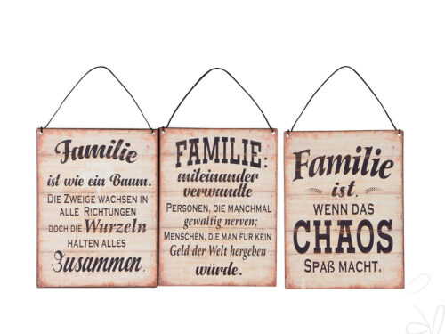 Schild Familie 3 Var./Preis p. Stck