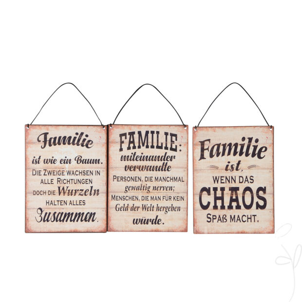 Schild Familie 3 Var./Preis p. Stck