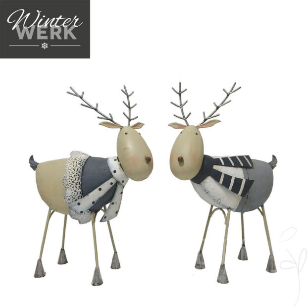 Winterwerk Rentier mit Schal 2fach