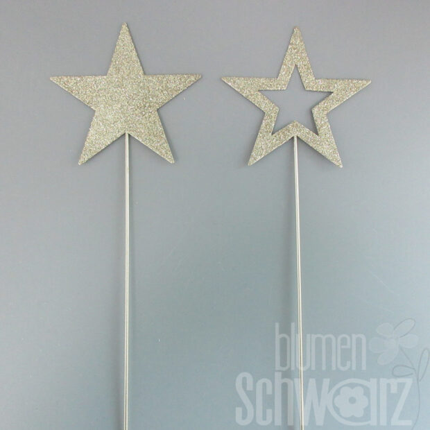 Stecker Stern beglitzert 2fach