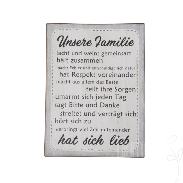 Schild Familienregeln
