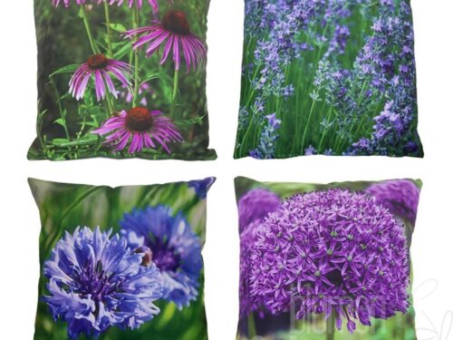 Outdoor Kissen mit lila Blumenmotiv S