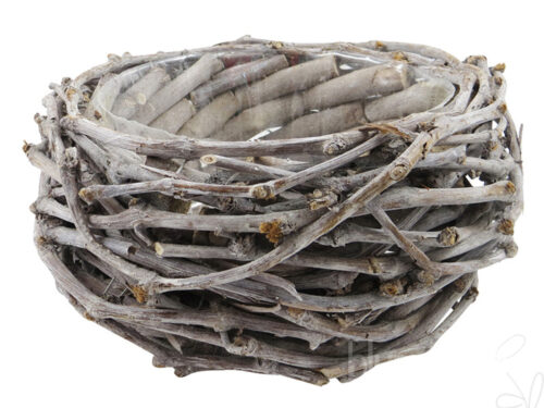 Nest/Weinrebe, ca. Ø24xH12cm white-washed