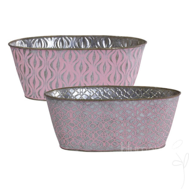 Schale oval/Metall Prägemuster, ca. 24x13xH10cm,