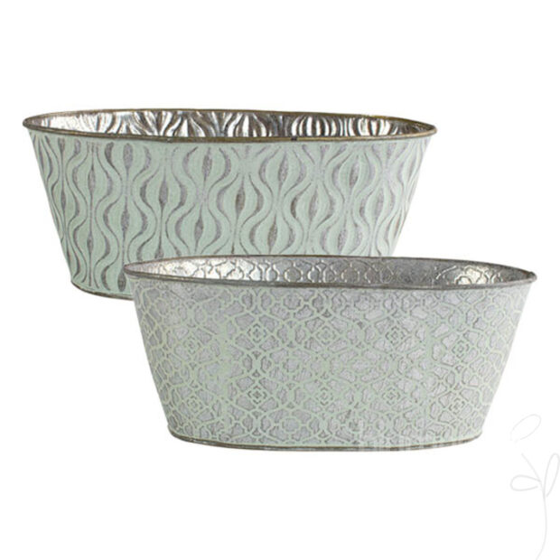 Schale oval/Metall Prägemuster, ca. 33x17xH12cm,