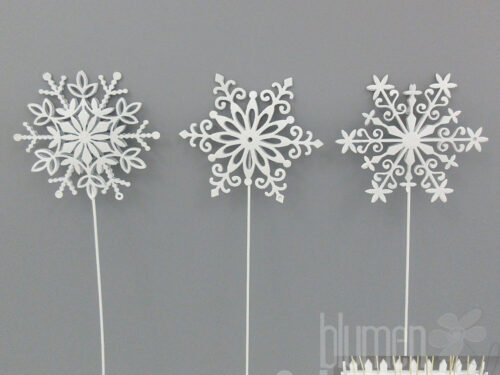 Schneeflocke am Stab 3fach D10x33cm