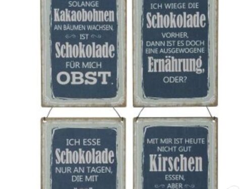 Schild Schokolade 4 Mod. z. Hg.
