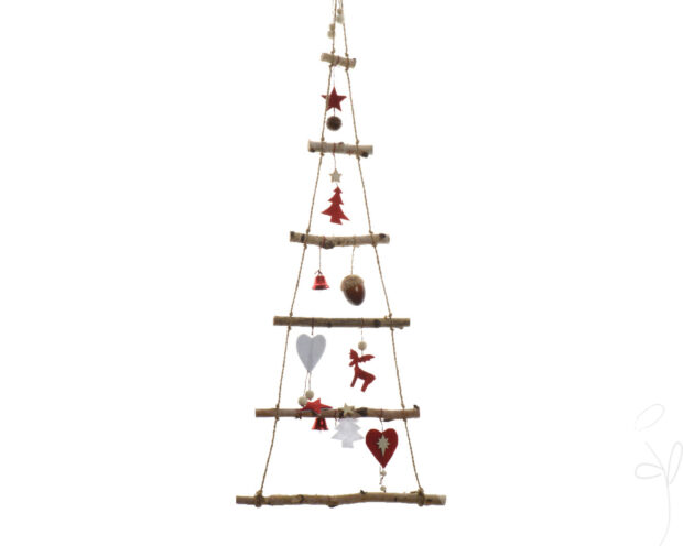 Baum Birke felt hearts, acorn, bells