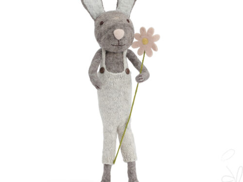 Almost sold out - X-Large Grey Bunny with Pants and Flower