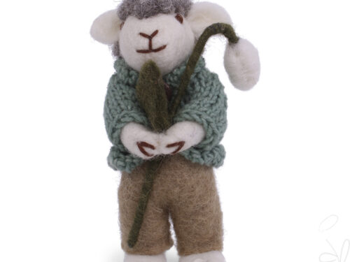 Almost sold out - Grey Sheep w/Green Jacket & Snowdrop with String