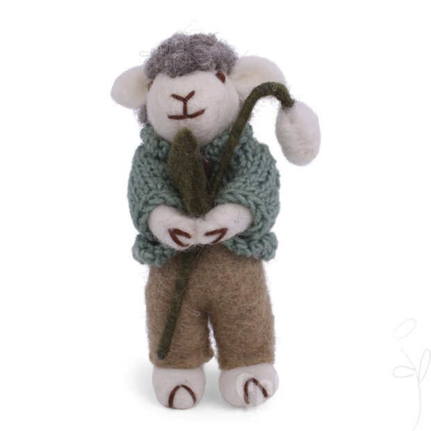 Almost sold out - Grey Sheep w/Green Jacket & Snowdrop with String