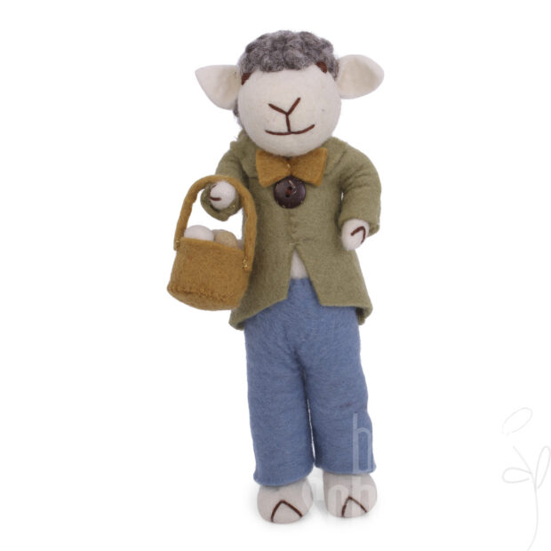 Big Grey Sheep w/Green Jacket & Egg Basket