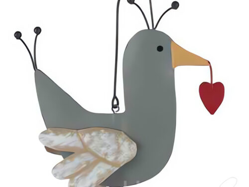 Anhänger Vogel mit Herz 13 cm