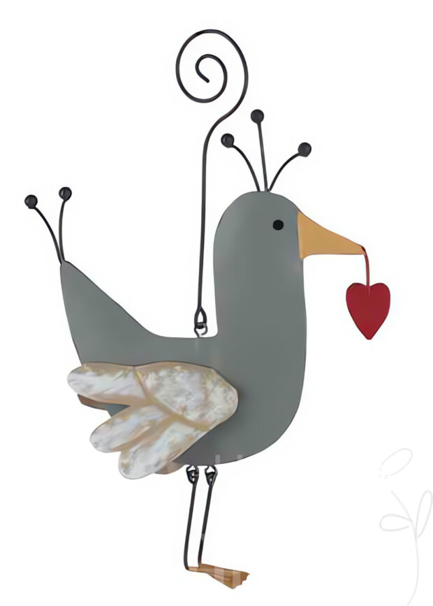 Anhänger Vogel mit Herz 13 cm