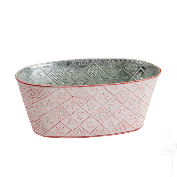 Jardiniere/Metall Winter, ca. 24x13xH10cm,