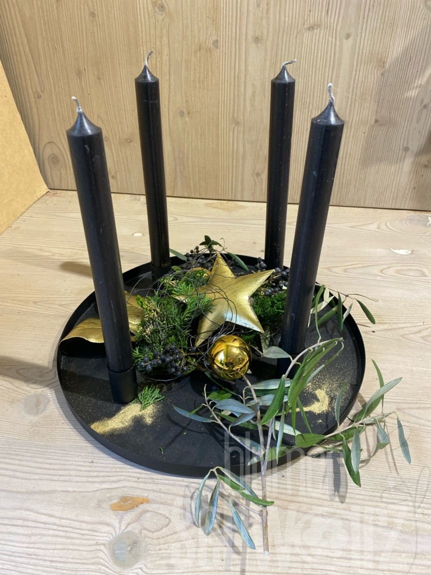 Werkstück Adventskranz Gold, schwarz