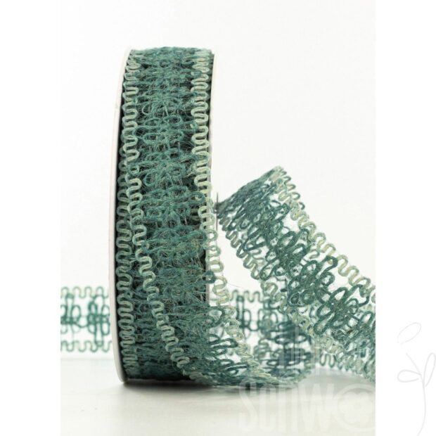 Band Jute/Baumwolle, B30mm/L10m, türkis-meliert