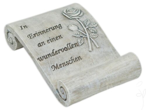 Schriftrolle/Poly m.Öse grau,ca. 18x11,5xH4cm