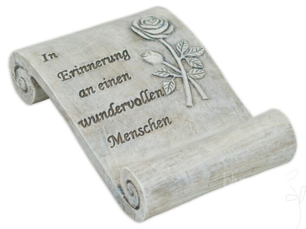 Schriftrolle/Poly m.Öse grau,ca. 18x11,5xH4cm