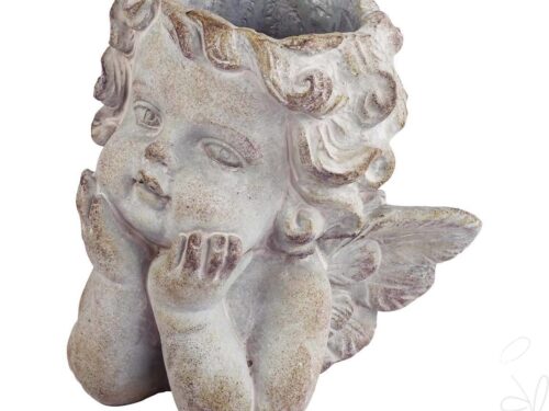 Pfl.Gefäß Engelputte/Zement, ca. 20x16xH20cm,