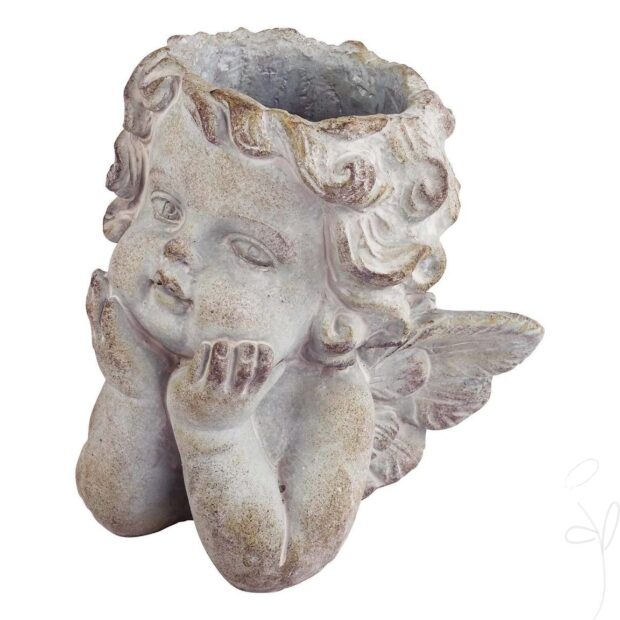 Pfl.Gefäß Engelputte/Zement, ca. 20x16xH20cm,