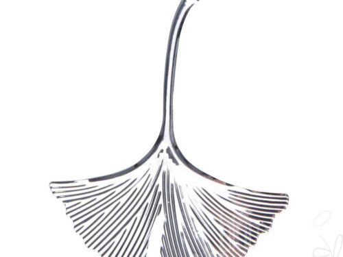 Ginkgoblatt am Stiel/Metall mit Öse, ca. 9x7,4cm,