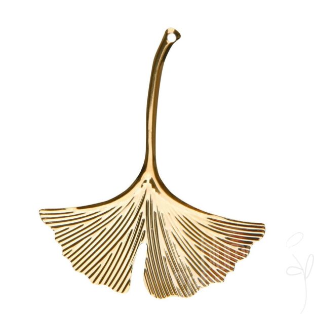 Ginkgoblatt am Stiel/Metall mit Öse, ca. 9x7,4cm,