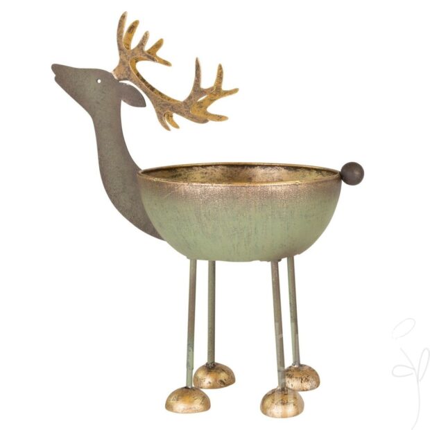 Schale Hirsch auf Füßen / Metall,