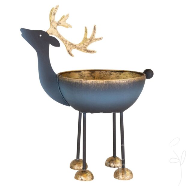 Schale Hirsch auf Füßen / Metall,