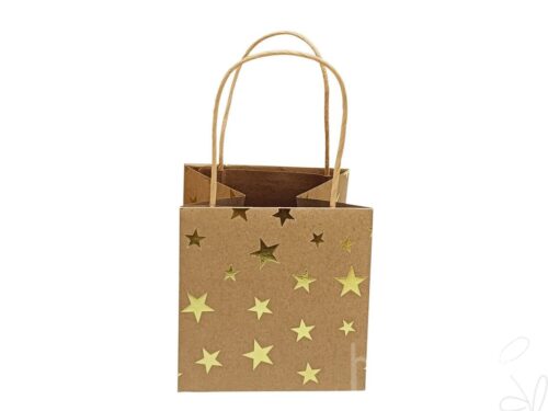 Tasche Sterne/Papier, ca. 10,5x10,5xH10,5cm,