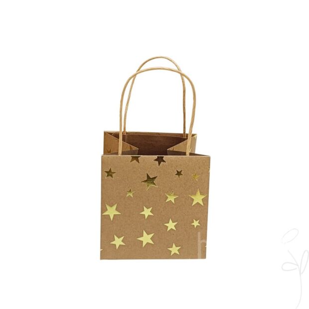 Tasche Sterne/Papier, ca. 10,5x10,5xH10,5cm,