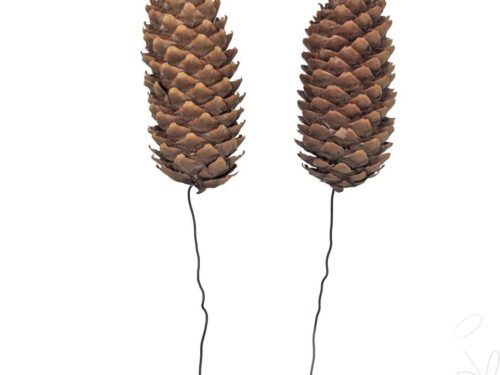 Fichtenzapfen am Draht, gewachst natur