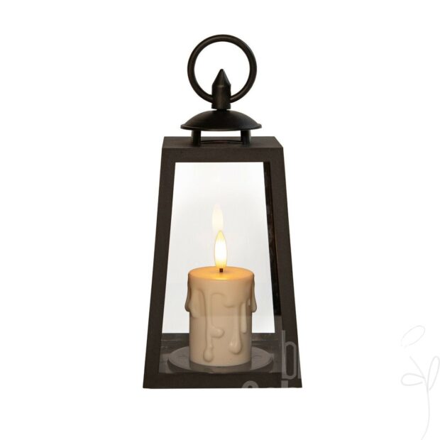 LED-Laterne mit Tropfkerze, ca. 10 x 10 x H 20,5cm