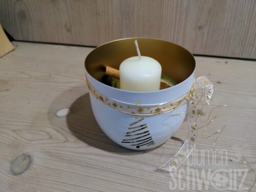 Werkstück Windlicht weiß gold