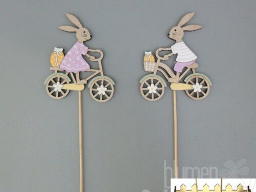 Hase auf Fahrrad am Stab 2fach 10x0,5cm