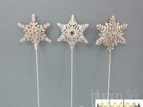 Schneeflocke am Stab 3fach D8x30cm