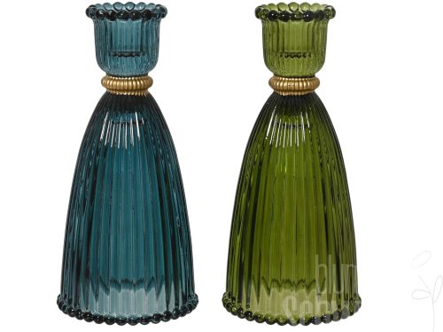Kerzenhalter glas 2col ass
